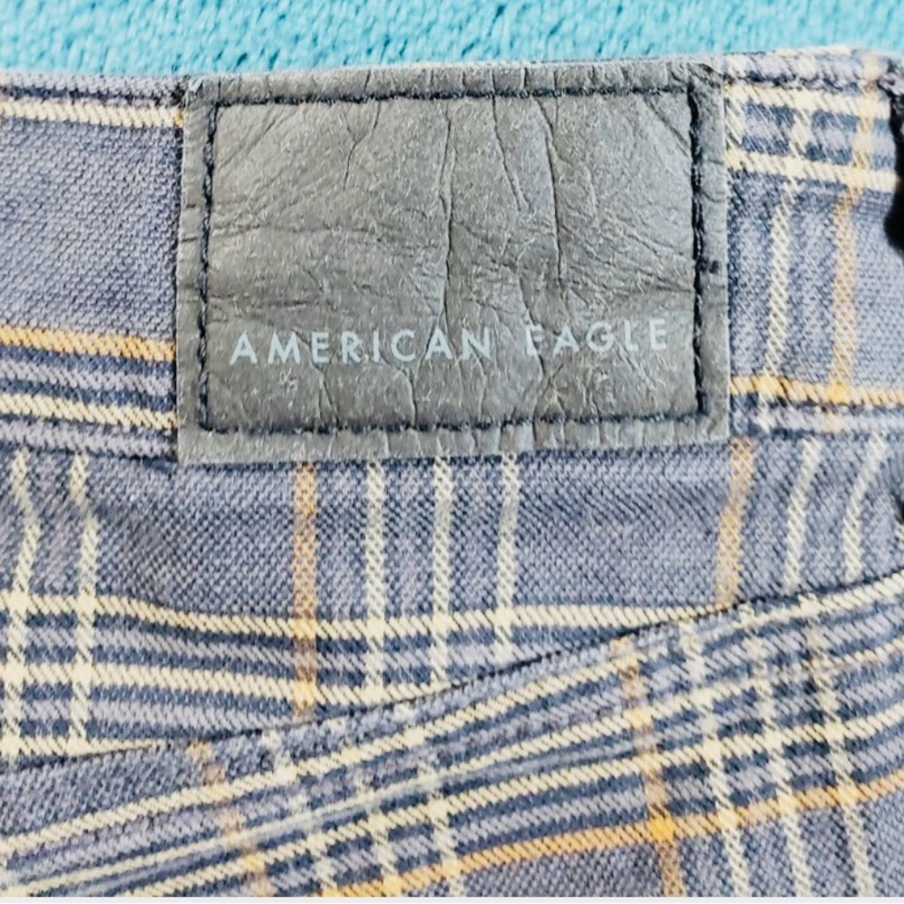 American Eagle Outfitters Super Stretch Plaid Chinos - Gray and Tan NWOT Size 00 - Picture 6 of 7